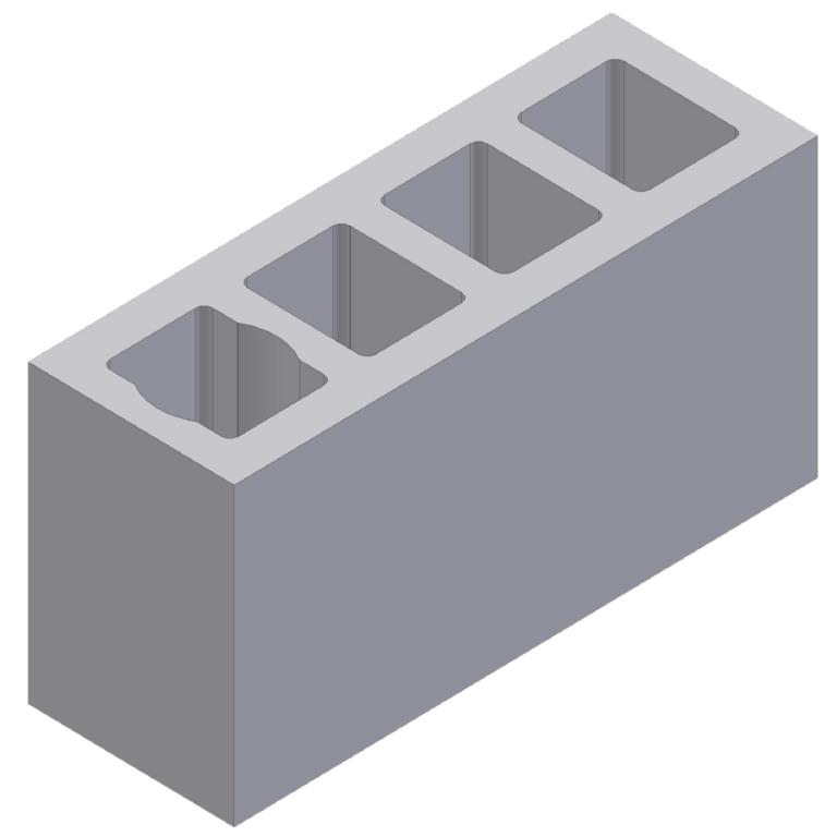 Perlite blok with 4 ventlation channels 68x24x33cm